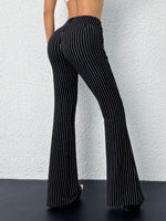 Low Waist Striped Flare Pants - 4