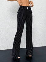 Low Waist Striped Flare Pants - 2