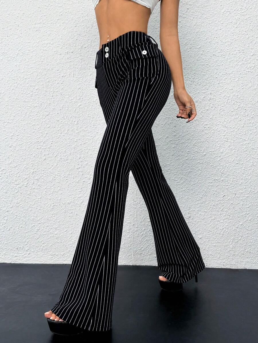 Low Waist Striped Flare Pants
