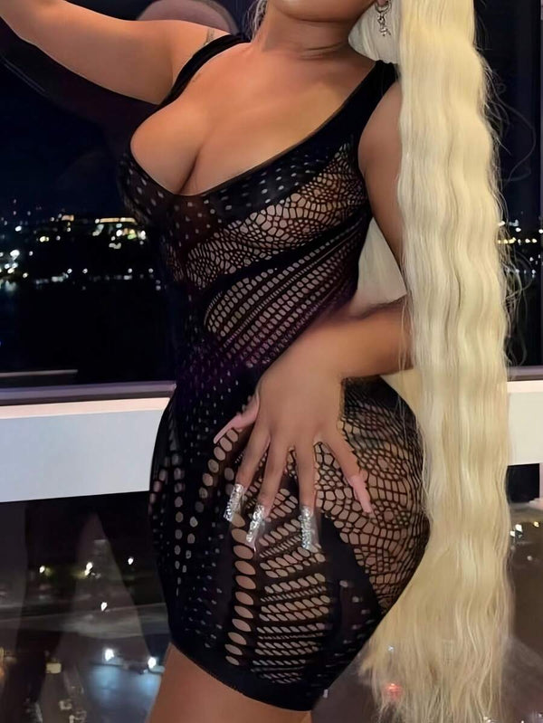 Black Mesh Lingerie Dress