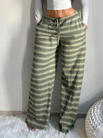 Striped Drawstring Wide-Leg Pants - 3
