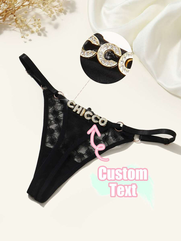 Custom Rhinestone Text G-String