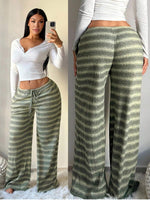 Striped Drawstring Wide-Leg Pants - 1