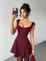 Solid Sweetheart Mini Dress - 2