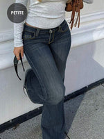 Low-Rise Washed Solid Color Pocket Jeans - 5
