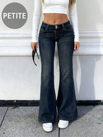 Low-Rise Washed Solid Color Pocket Jeans - 4