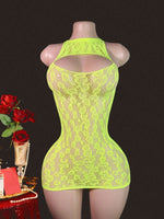 Elegant Fishnet Cutout Lingerie Dress - 1